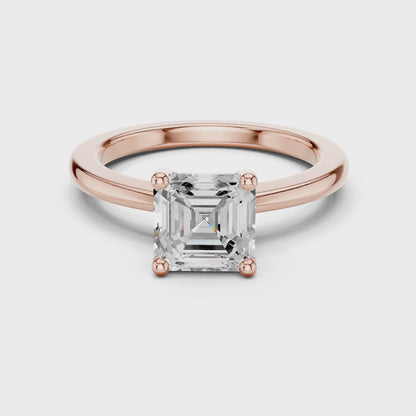 Classic Asscher Solitaire Diamond Engagement Ring 1.5 CTW