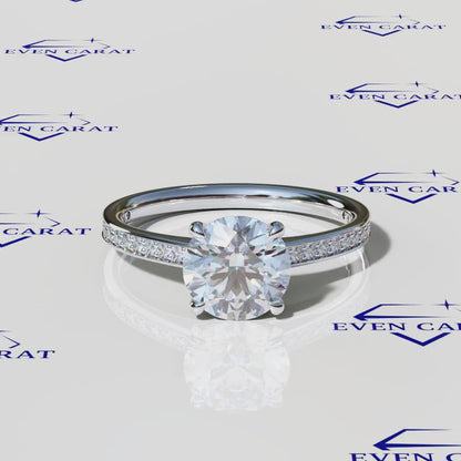 4 Prong Round Half Pavé Band Engagement Ring 2.20 CTW