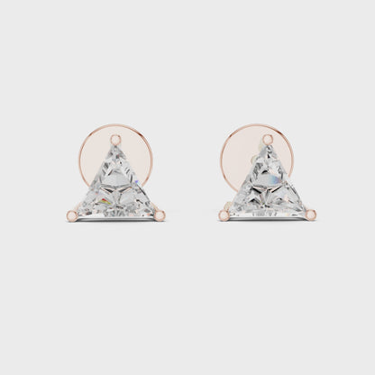 Trillion Cut Triangle Solitaire Diamond Stud Earrings 1.3 CTW
