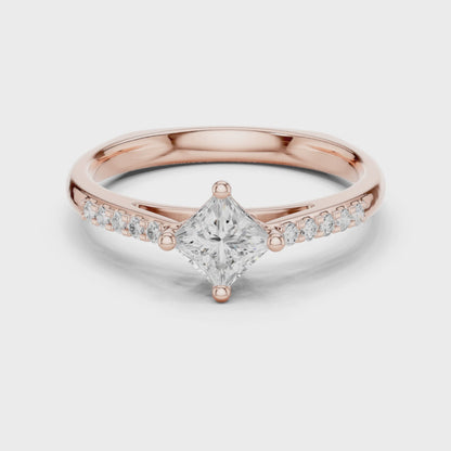 Princess Diamond Engagement Ring With Side Accents 0.4 CTW