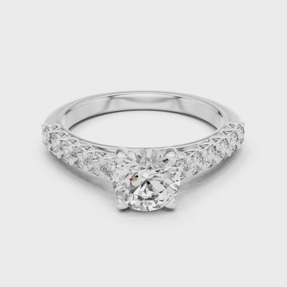 Round Pave Cathedral Solitaire Ring 1.5 CTW