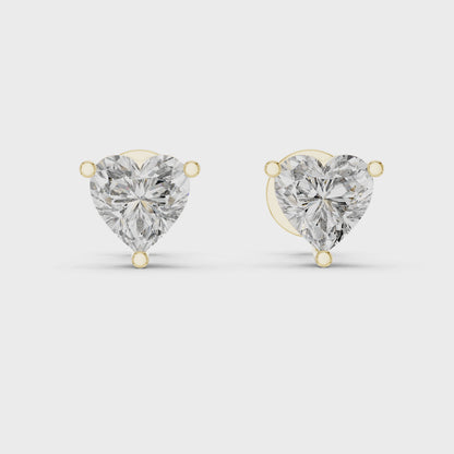Classic Heart Cut Diamond Stud Earrings 1.5 CTW