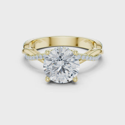 Round Cut Twisted Pave Solitaire Engagement Ring 2.3 CTW