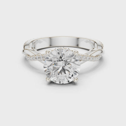 Round Cut Twisted Pave Solitaire Engagement Ring 2.3 CTW