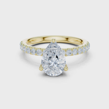 Pear Cut Hidden Halo Pavé Engagement Ring 2.5 CTW