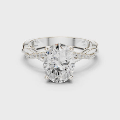 Oval Cut Twisted Pave Solitaire Engagement Ring 2.3 CTW