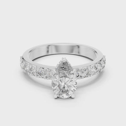 Pear Shaped Hidden Halo Pave Ring