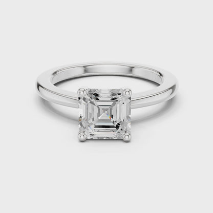 Classic Asscher Solitaire Diamond Engagement Ring 1.5 CTW