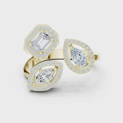 Emerald Pear & Marquise Halo Ring