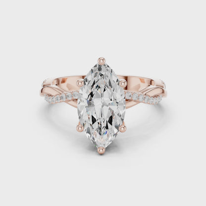 Marquise Cut Twisted Pave Solitaire Engagement Ring 2.3 CTW