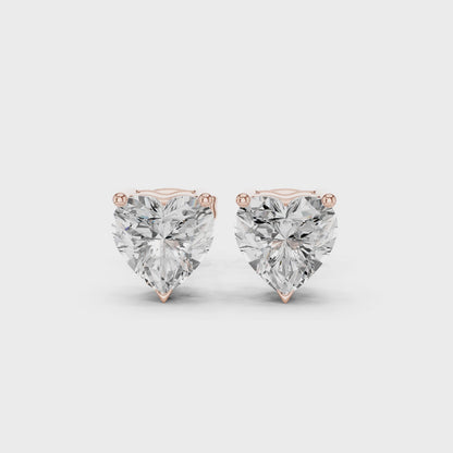 Classic Heart Shape Diamond Stud Earrings 2 CTW