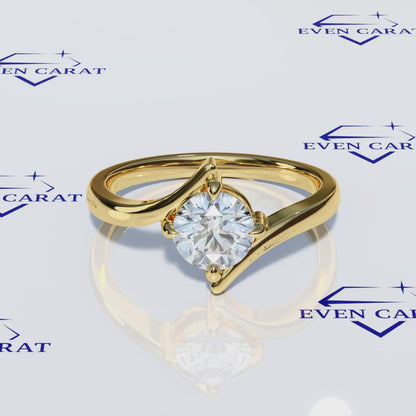 Bypass Swirl Round Solitaire Ring