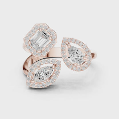 Emerald Pear & Marquise Halo Ring