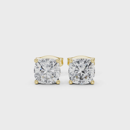 Classic Cushion Shape Diamond Stud Earrings 2 CTW