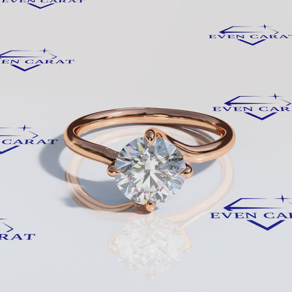 4 Prong Twisted Round Solitaire Ring 2 CTW