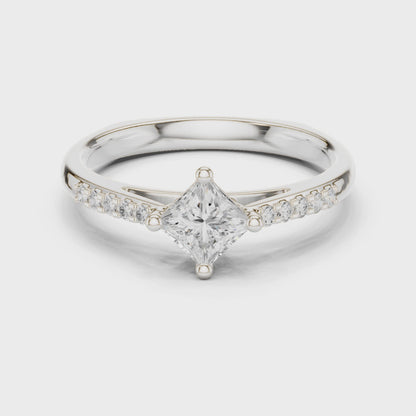 Princess Diamond Engagement Ring With Side Accents 0.4 CTW