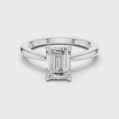 Classic Emerald Solitaire Diamond Engagement Ring 1.5 CTW