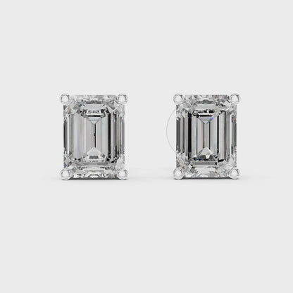 Classic Emerald Cut Diamond Stud Earrings 2.5 CTW