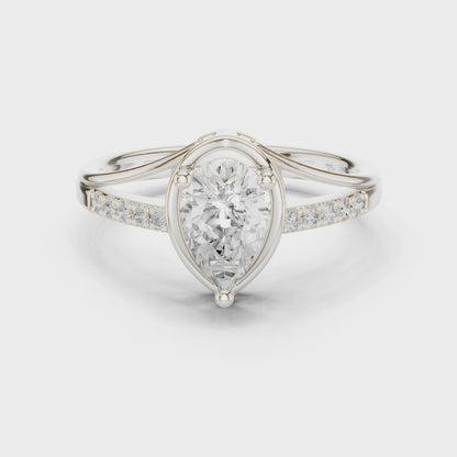 Pear Cut Diamond Engagement Ring With Side Accents .9 CTW