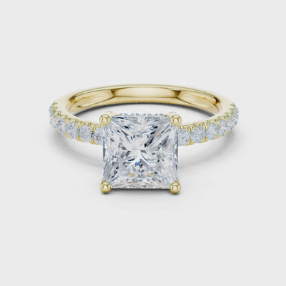 Princess Cut Hidden Halo Pavé Engagement Ring 2.5 CTW