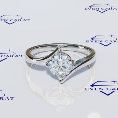 Bypass Swirl Round Solitaire Ring