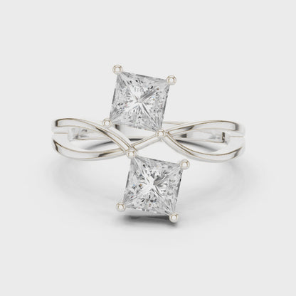 Princess Toi Et Moi Bypass Solitaire Ring