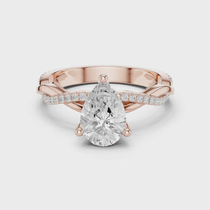 Pear Cut Twisted Pave Solitaire Engagement Ring 2.3 CTW