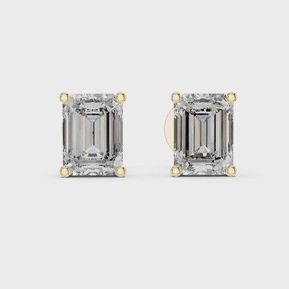 Classic Emerald Cut Diamond Stud Earrings 2.5 CTW